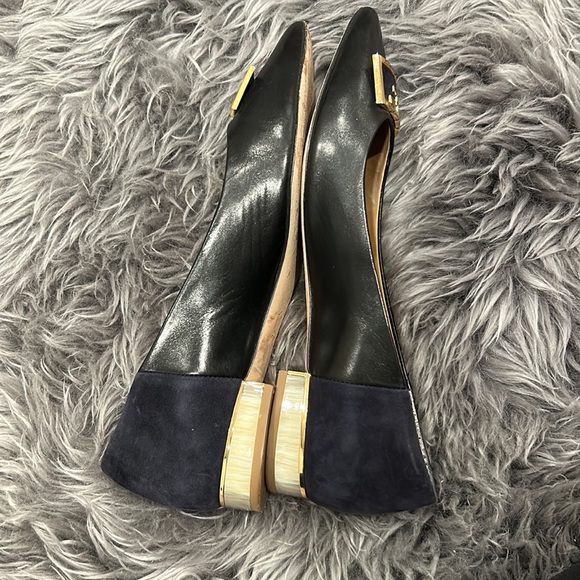 Tory Burch Black and Navy Flats with Gold Accent - Picture 5 of 7